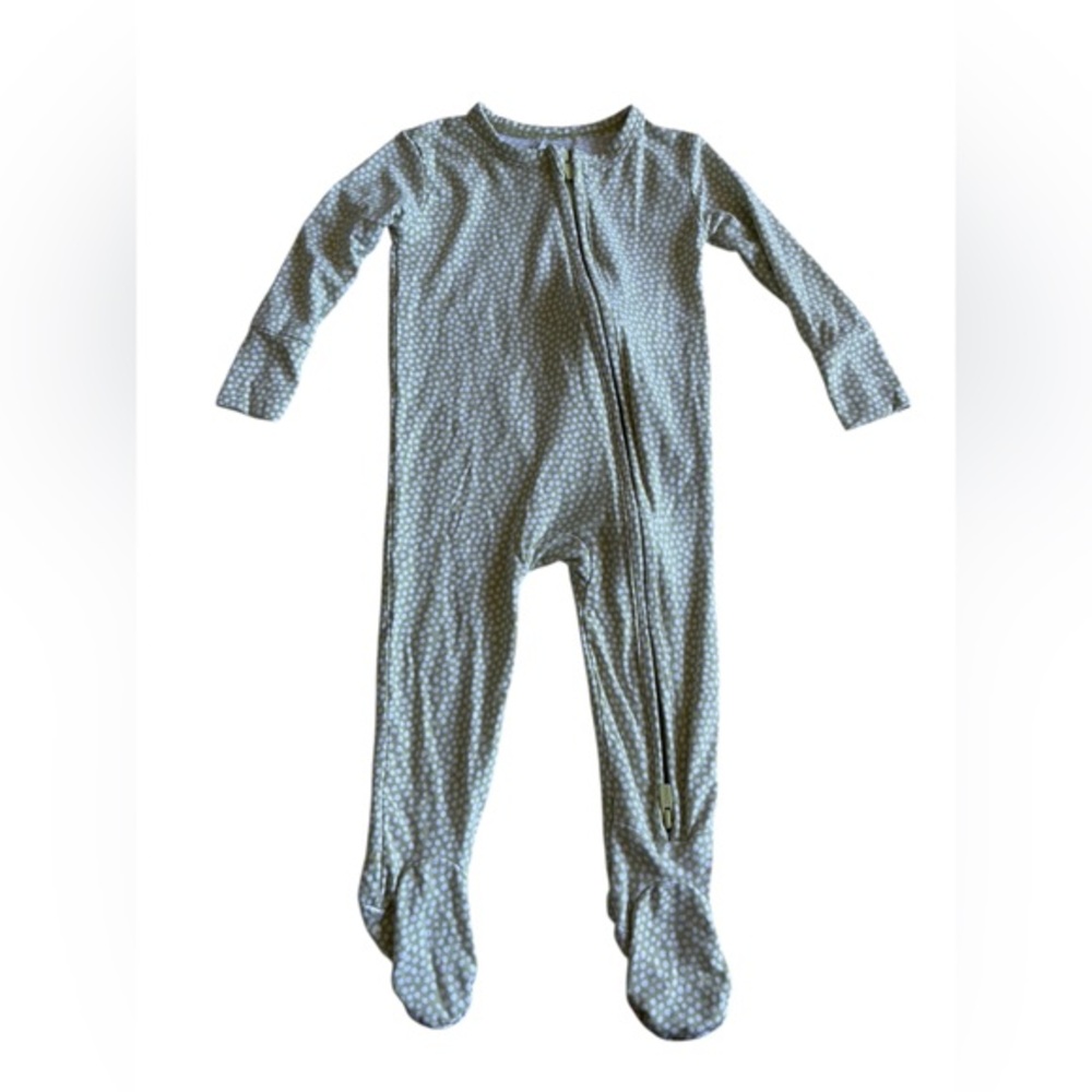 BAMBOO Posh Peanut Light green polka Dot Footed pajamas